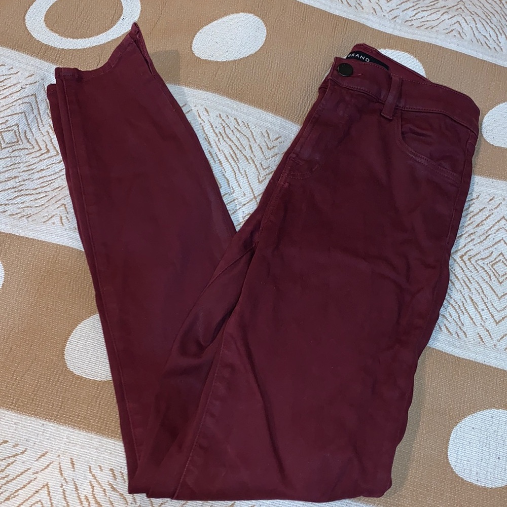 J Brand Alana coated oxblood jeans